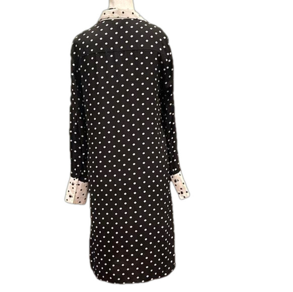 Nanette Lepore Sz 8 black and white polka dot shirt dress with contrasting cuffs - Picture 4 of 6